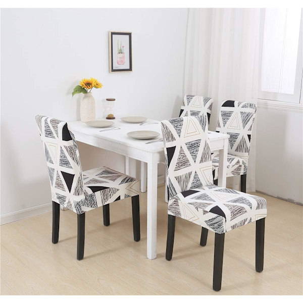 4 bløde, vaskbare stolbetræk til 4/6 - Elastisk montering, majsgrå, velour, stil A