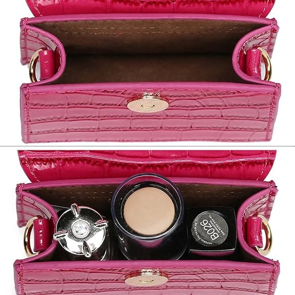 Dam Mini Plånbok, Krokodilskinnsmönstrad Miniväska, Liten Rosa
