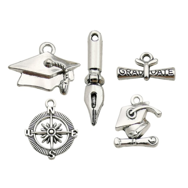 50st Back to School Charms Pendant Graduation Cap med Diploma P