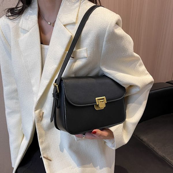 Kvinnors axelväska Messenger Handväska Preppy Style Dam Crossbody Bag Retro Kuvertväska Designer Portfölj，Svart