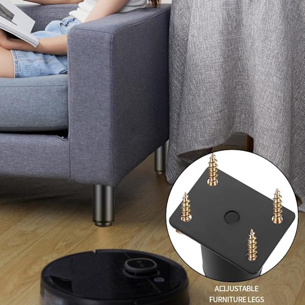 Säädettävät Huonekalujalat, Mustat Metalliset Pöytäjalat, Keittiökaapin Jalat, Kaapit, Sängyn Jalat (8-12CM)