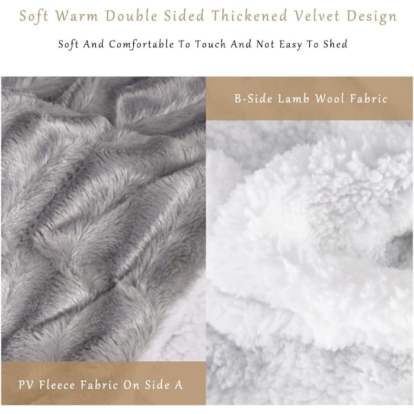 Soffa filt varm fluffig täcke tjock fiber sängkläder dubbla lager super mjukt täcke trappa spaljé grå 50\"x60\"