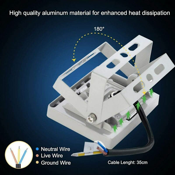 10W LED-flomlys, LED-flomlys 1000LM Ultra-tynn kald hvit 60