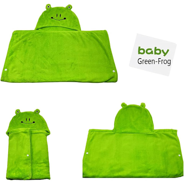 Barn Poncho Handduk, Mjuk Bomull Badlakan Med Huva, Superabsorberande Tecknad Djur Design För Flickor Pojkar Spädbarn Småbarn (Grön Groda)