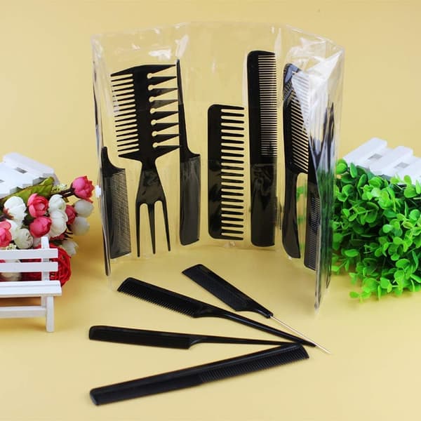 Styling Comb Set - 10 st professionella frisörkolvar i kolfiber