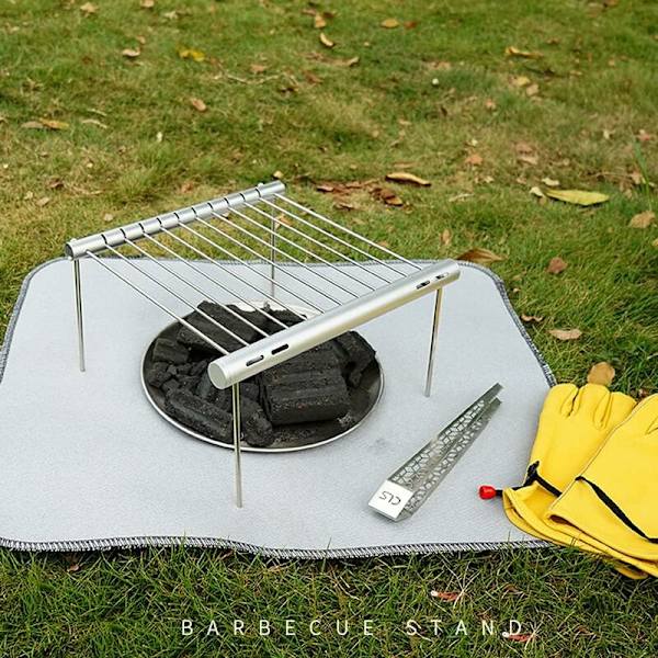 Bærbar grill i rustfrit stål, mini grill, bærbar campinggrill, udendørs bærbar foldegrill, enkel bærbar grill til grill derhjemme, udendørs picnic