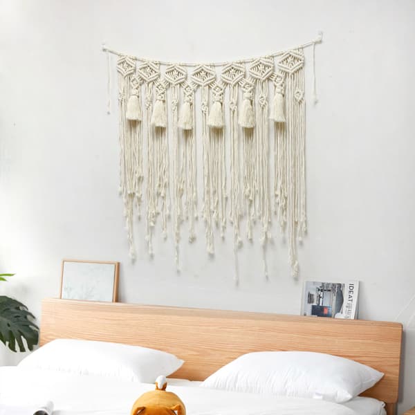 1 stk Makrame Veggteppe, Moderne Chic Vevd Gobelin, 80*90cm Han