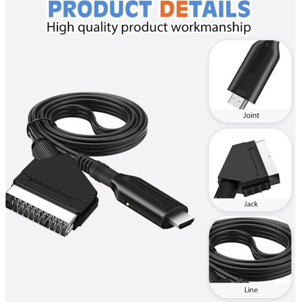 Scart–HDMI-kaapeli – Scart–HDMI-sovitin – All-in-One Scart–HDMI 1080p/720p ääni- ja videomuunnin