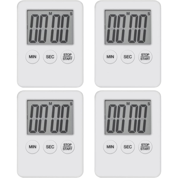4 st digital kökstimer Mini magnetisk kökstimer LED nedräkningstimer för matlagning, spel, matlagning, träning