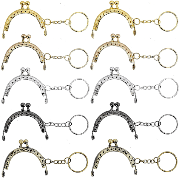 Metallbue Ramme Kyss Lås Halvsirkel Lås Veske Ramme Lås Låser Låser Håndverk Ramme med Nøkkelring for DIY Myntpung Fremstilling 10 Stykker (5 Farger)