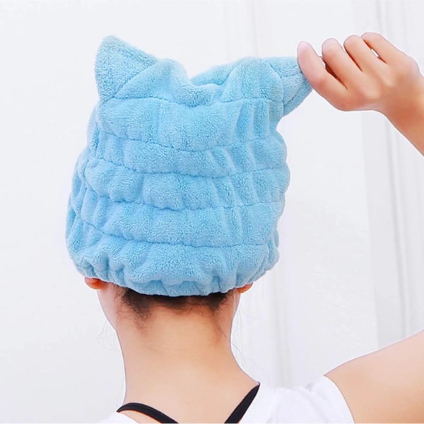 2 stk. Mikrofiber Håndklæder til Hårtørring, Sødt Badehåndklæde Wrap, Ultra S