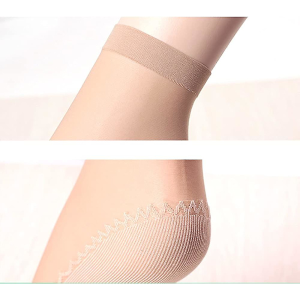 Dam 10 par Silkeslen Anti-halk Bomullssula Sheer Ankle High Tig