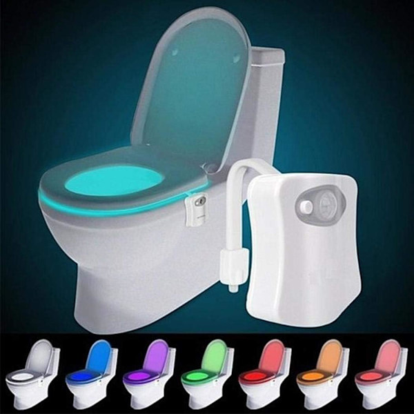 Toalett nattlys Gadget, Morsom baderomsbelysning Legg til toalettsete, LED 8 fargemoduser - Morsomme bursdagsgave-spøker