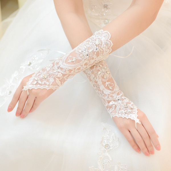 Elegante brudehansker/votter blonder strass fingerless pyntet