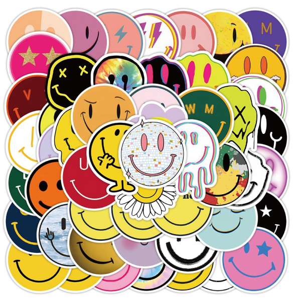 Sticker 50 ST Smiley Emoji Stickers Vattentäta Vinyl Dekaler Happ