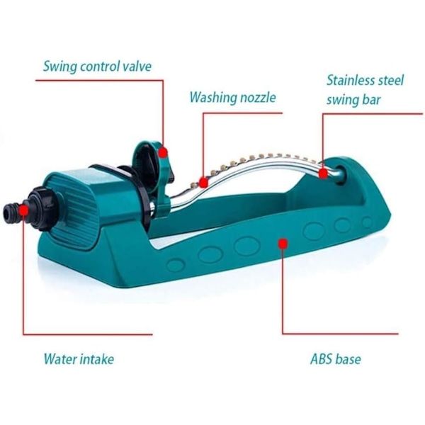 15 Huller Hage Sprinkler, Hage Oscillerende Sprinkler Justerbar Hage Vanningssystem Vann Sprinkler for Hage Plen Park Yard