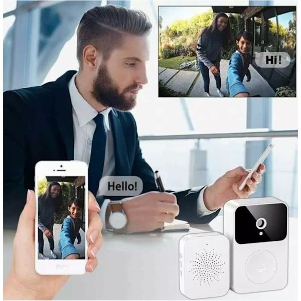 Trådløs dørklokke forbundet med overvågningskamera, Wifi Smart