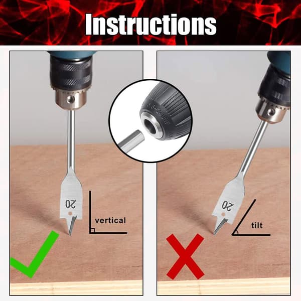 Pieces Flat Drill Bits Flat Drill Bits for Wood 10mm 12mm 16mm 18mm 20mm 25mm Flat Wood Drill Bit for Woodworking Silver