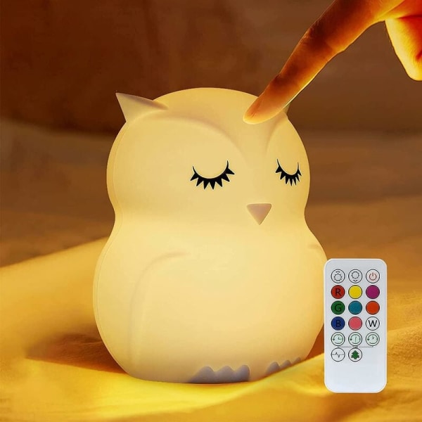 Baby night light, led owl kids night light Portable silicone nigh