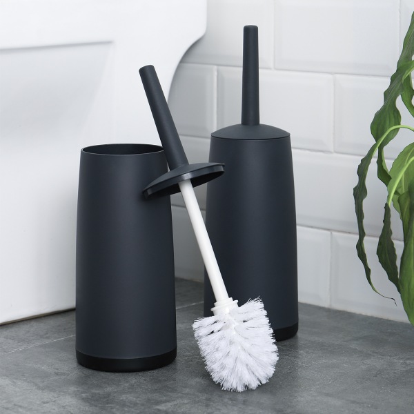 Toiletbørste Toiletsæt og Holder til Badeværelse - Sort
