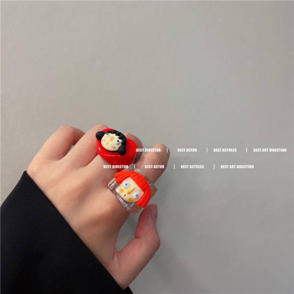 Søte 3D Akryl Estetiske Vennskap Ringer Finger Ringer Resin Pla