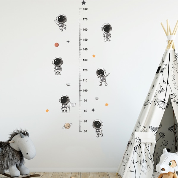 Cartoon Astronaut Kids Height Measurement Sticker för barnrum N