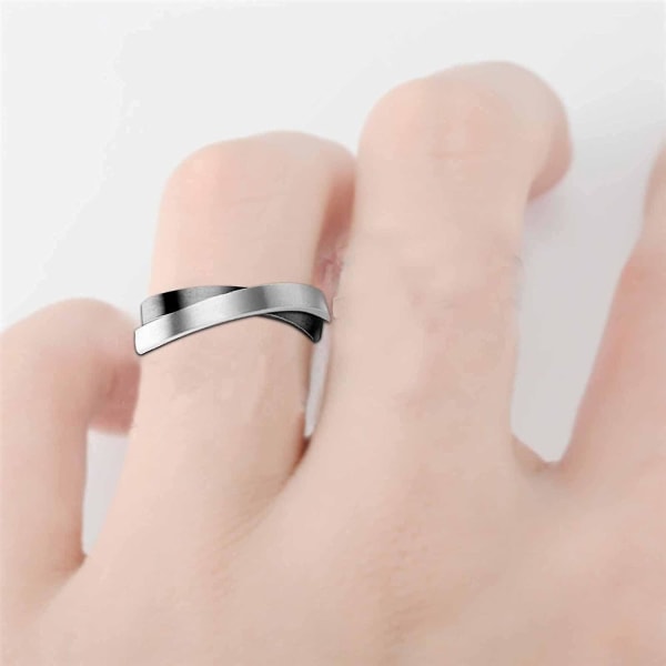 Anti Anxiety Rings For Women Men's Stacking Cross Ring(white,size