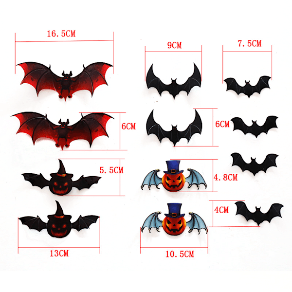 Halloween-koristelu 3D PVC-seinätarra, kurpitsa, lepakko