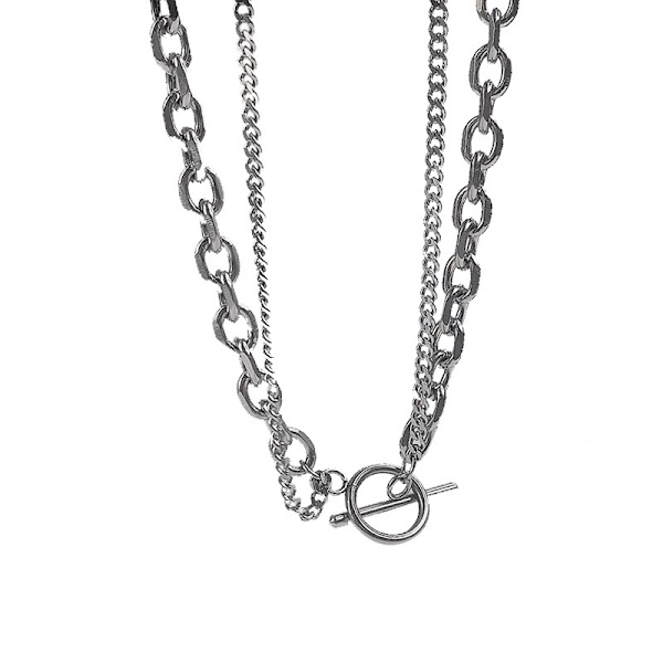 Unisex Curb Link Chain Halskjede for Kvinner Menn Hip Hop Rock Heavy OT Spenne Krage