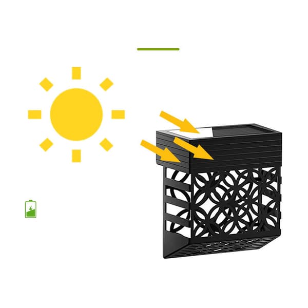 Sett med 4 solcelle gjerdelys, vanntett LED dekorative utendørs sol