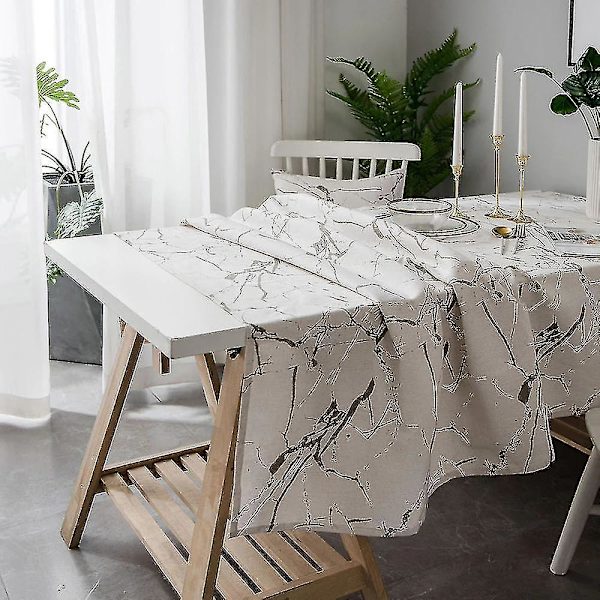 90*90CM Moderni Marmorinen Pöytäliina Pöytäliina Ravintola Keittiö Sisustus Pöytäliina (valkoinen)