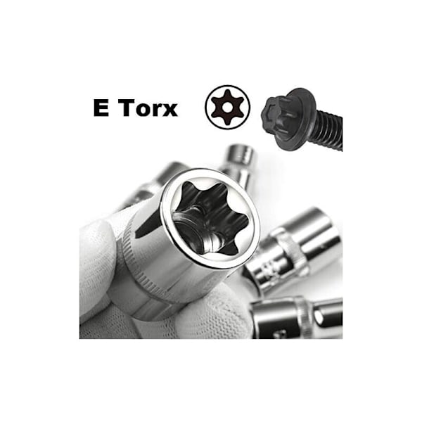 Topnøgle- og bitsæt til skruenøgle, 14 dele E4-E24 E-Torx sekskant hun-torxnøglesæt