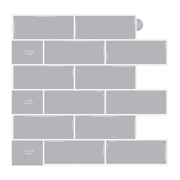 5 fliser selvklebende veggfliser selvklebende for kjøkken grå (30,5 x 30,5 cm)