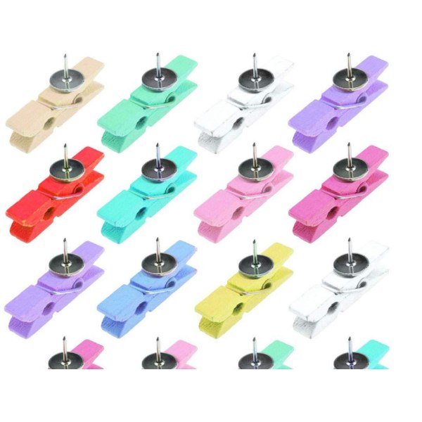 Trycknålar med clips 50 färgglada tränålar med clips för