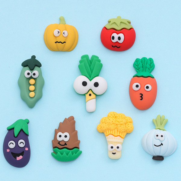 18 stycken Harts kylskåpsmagnet Mini söt frukt- och grönsaksdekor