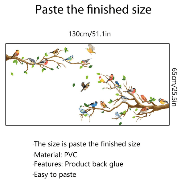 1 kpl Kolibri puun oksalla seinätarra, lintu DIY taide seinätarra, itseliimautuva seinäkoriste puutarhaan olohuoneeseen makuuhuoneeseen keittiöön leikkihuoneeseen lastenhuoneeseen