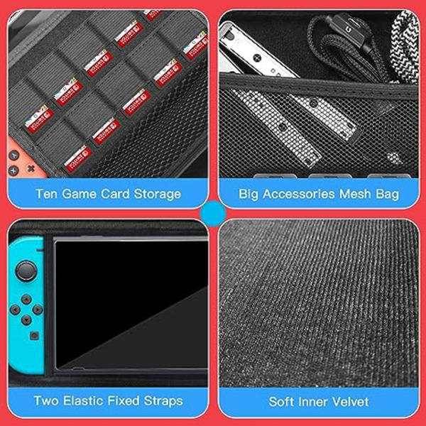 Nintendo Switch -pelilaukku, Yocuby Switch -kotelo, kannettava matkakotelo, yhteensopiva Switch -konsolin ja lisävarusteiden kanssa