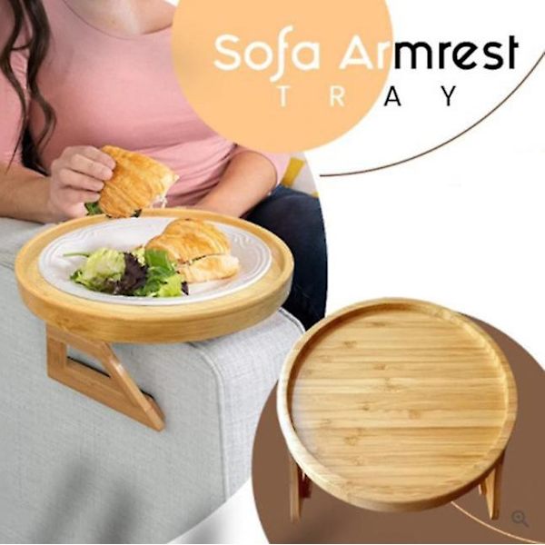Sideborde Naturlig Bambus Sofa Armlæn Clip-on Bakke (rund)