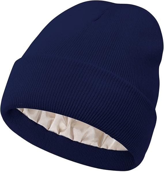 Dam Beanie med Satängfoder Herr Beanie Stickad Sidenfodrad Vinterpresent Hattar Manschetter Skidmössa Hattar Keps