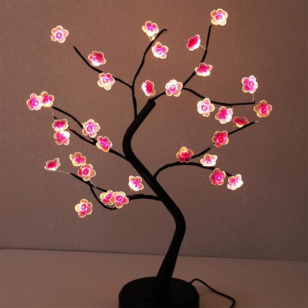 Pöytäbonsai-puuvalo LED-kirsikankukkapuulampulla