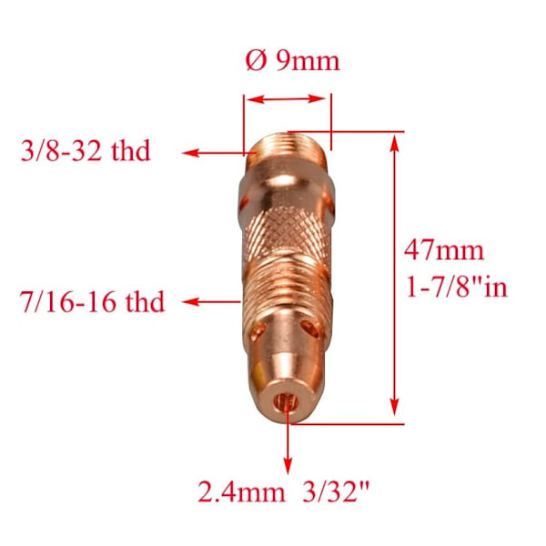 2.4mm Hylskropp Passar Tig Svetshandtag Sr DB PTA WP 17 18 26 10-pack