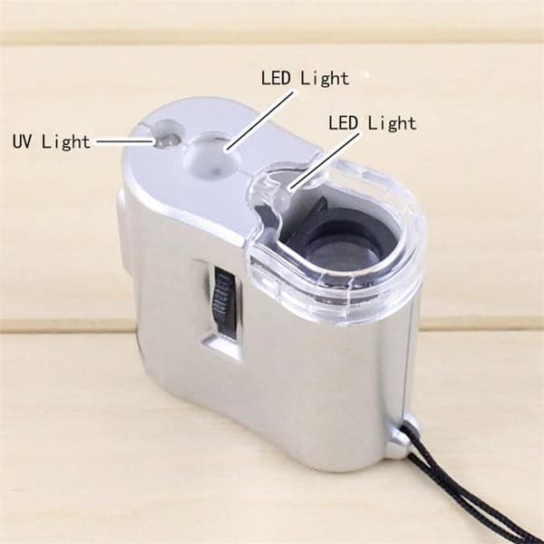 Mini 60x UV LED-lupe for kontantdeteksjon