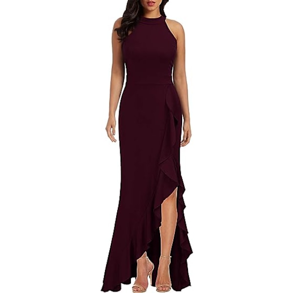 Kvinners Høy Hals Split Bodycon Mermaid Kvelds Cocktail Lang Kjole