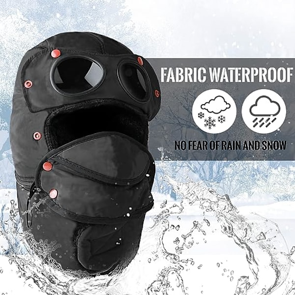 Vinter Chapka Öronlapp Trapper Bomber Mössor, Varm Öron Jumper Mössa med Vindtät Mask, Mössor för Män Kvinnor Unisex Ushanka för Skidåkning Andra Utomhusaktiviteter