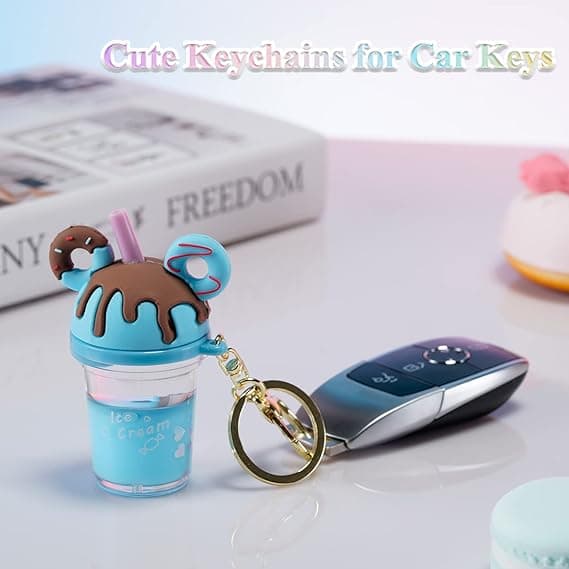 Donut nøglering, Boba te Kawaii søde tilbehør til rygsække, C