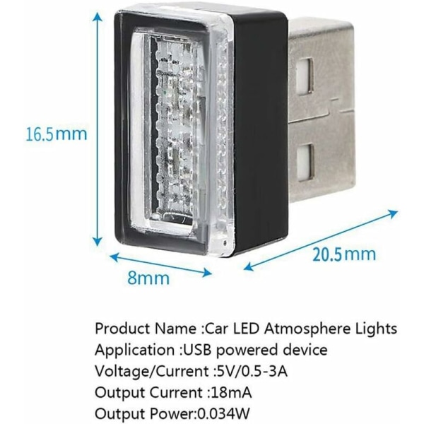 LED-atmosfærelys, 5V plug-in-lys Mini indvendigt ambient belysningssæt til biler, bærbare computere, USB-stik 5 stk.（Blå stråle）