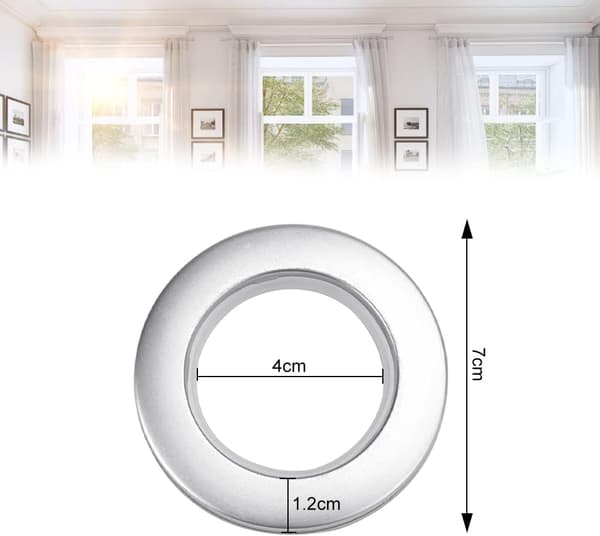 50 st plastgardinringar Gardinöglor 40mm Plastringar Gardinstångsringar Silver Öglor