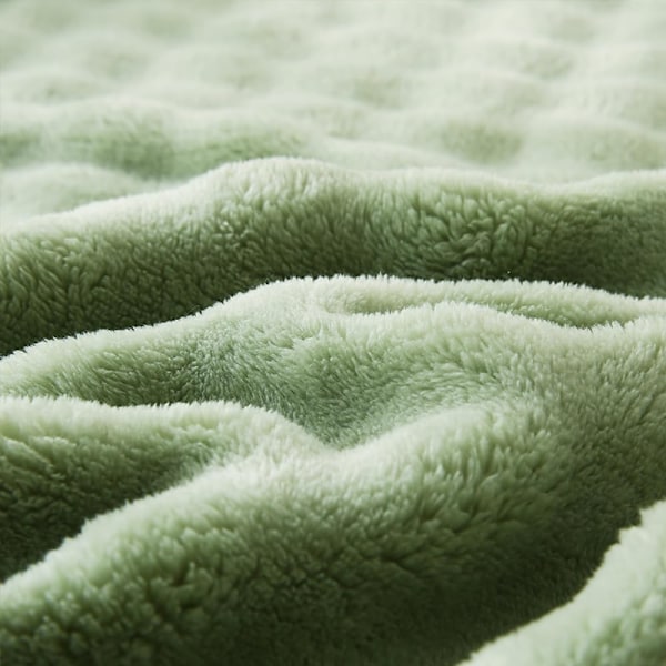 Grønn Flanell Fleece Teppe, Fluffy Boble Teppe, Mykt og Komfortabelt, Lett Reise Camping Teppe for Sofa og Seng (Grønn, 120*200cm)