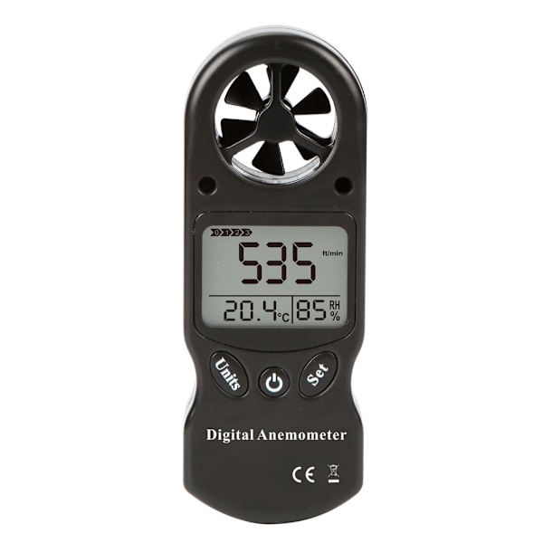 Digital vindhastighetsmätare, LCD digital anemometer luftvolym hastighet hygrometer 3 i 1 för drönare surfing