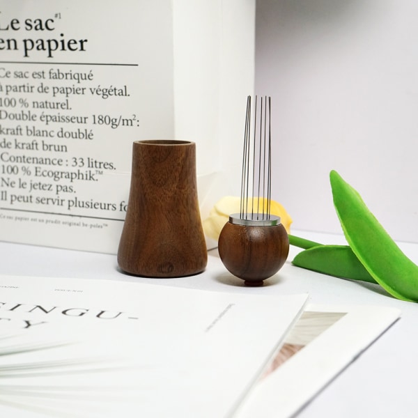 1 stk. Kaffe Klud Pulver Nål Omrøring Løs Pulver Nål Rustfrit Stål med Klud-stil Pulver Nål Base, 9,2*4,6cm